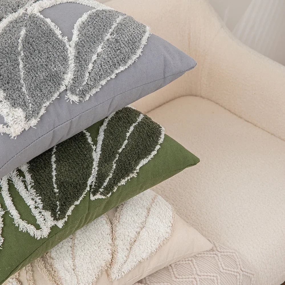 Soft Leaf Pattern Cushion Cover