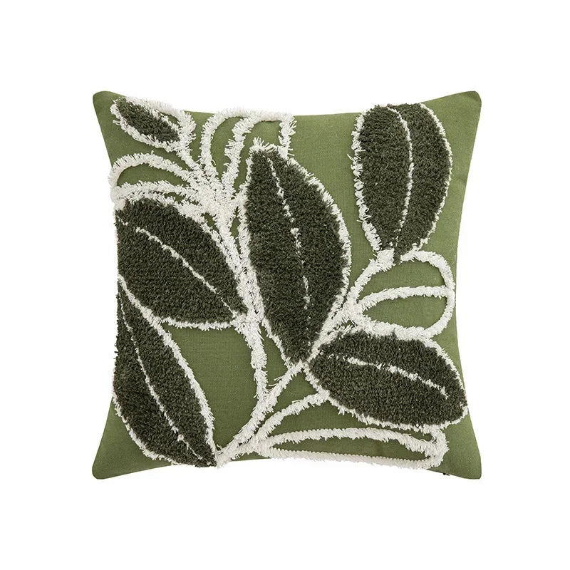 Soft Leaf Pattern Cushion Cover