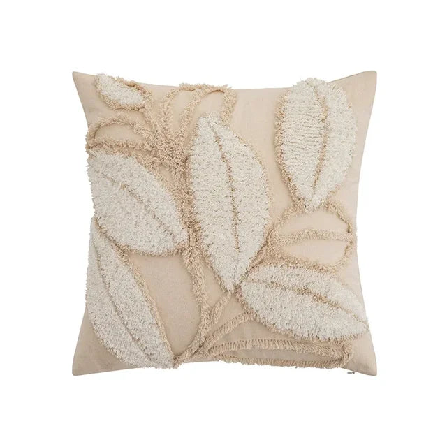 Soft Leaf Pattern Cushion Cover