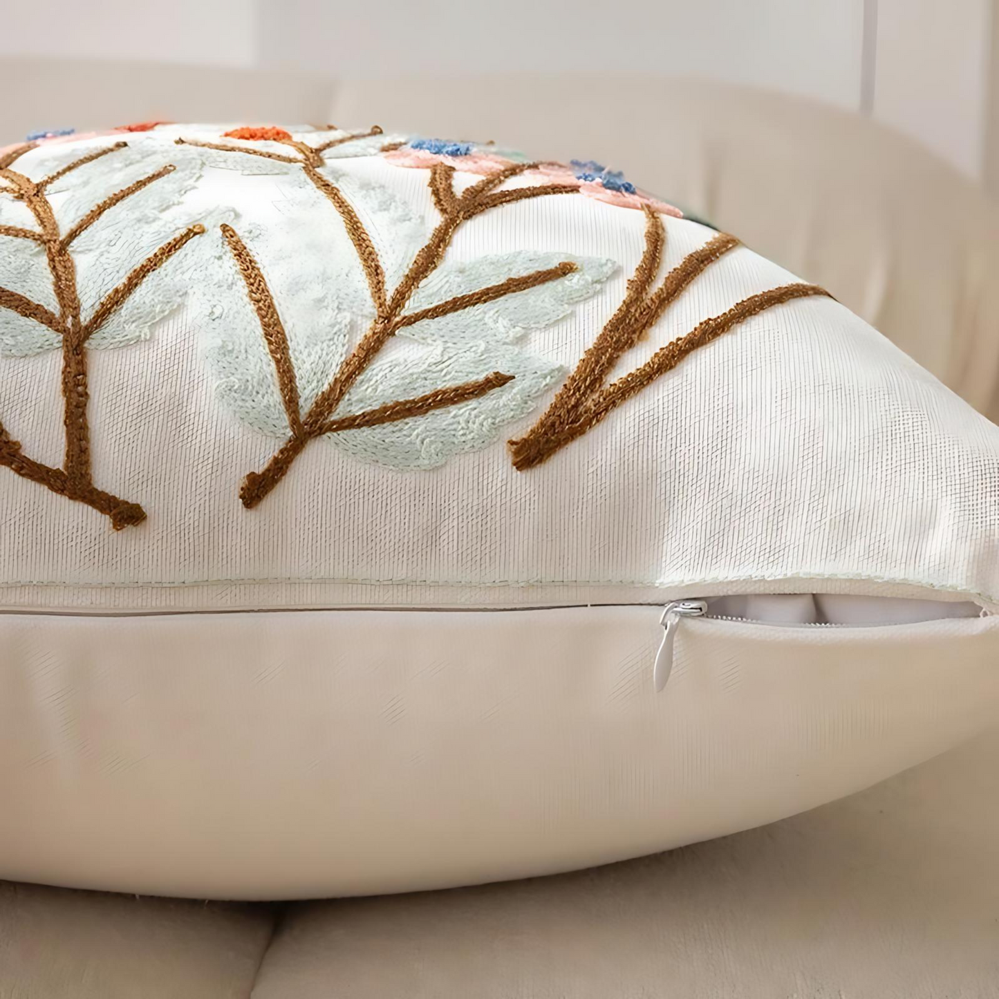 Flower Embroidery Cushion Cover