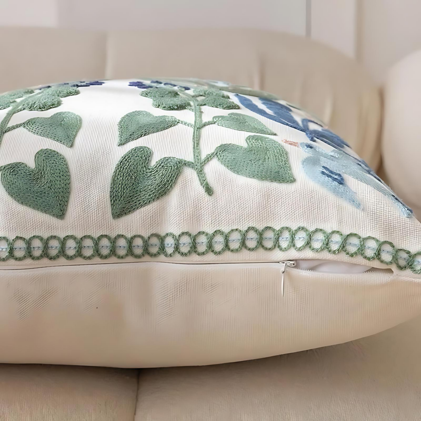 Flower Embroidery Cushion Cover