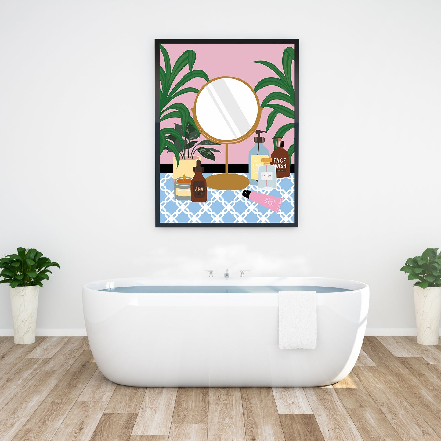 Pink/ Blue Makeup Mirror Wall Art