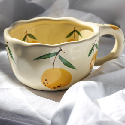 Lemon Blossom Mug – Cottagecore Yellow Citrus Ceramic Cup