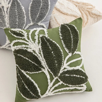 Soft Leaf Pattern Cushion Cover