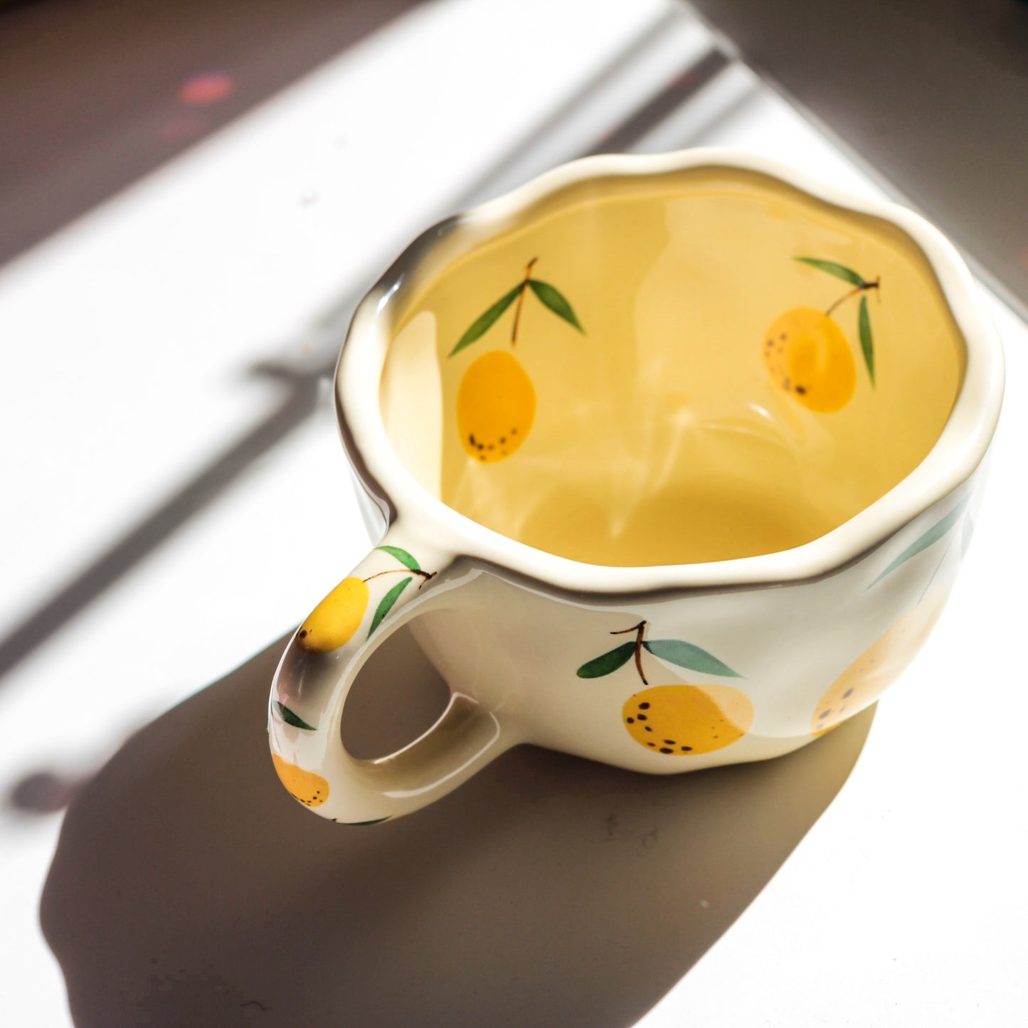 Lemon Blossom Mug – Cottagecore Yellow Citrus Ceramic Cup