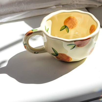 Cottagecore Orange Mug – Vintage Citrus Ceramic Cup