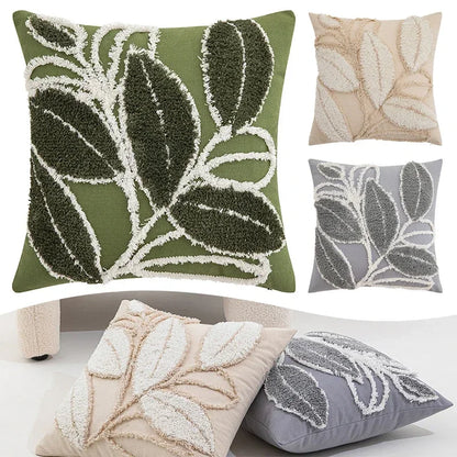 Soft Leaf Pattern Cushion Cover