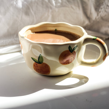 Cottagecore Orange Mug – Vintage Citrus Ceramic Cup
