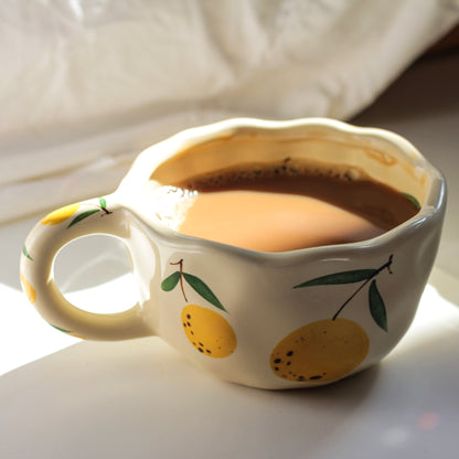 Lemon Blossom Mug – Cottagecore Yellow Citrus Ceramic Cup