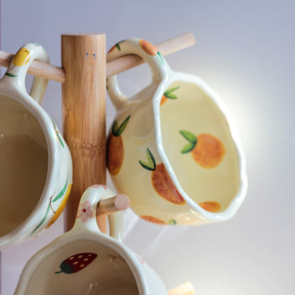 Cottagecore Orange Mug – Vintage Citrus Ceramic Cup