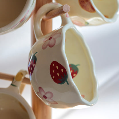Cottagecore Strawberry & Flower Ceramic Mug