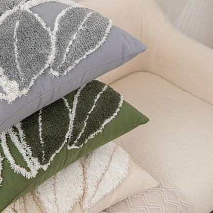 Soft Leaf Pattern Cushion Cover