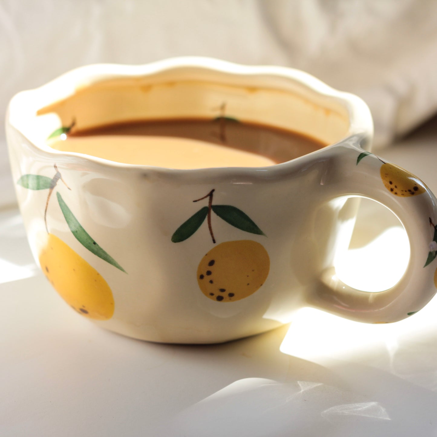 Lemon Blossom Mug – Cottagecore Yellow Citrus Ceramic Cup