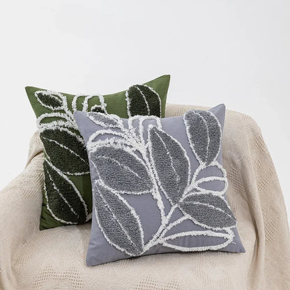 Soft Leaf Pattern Cushion Cover