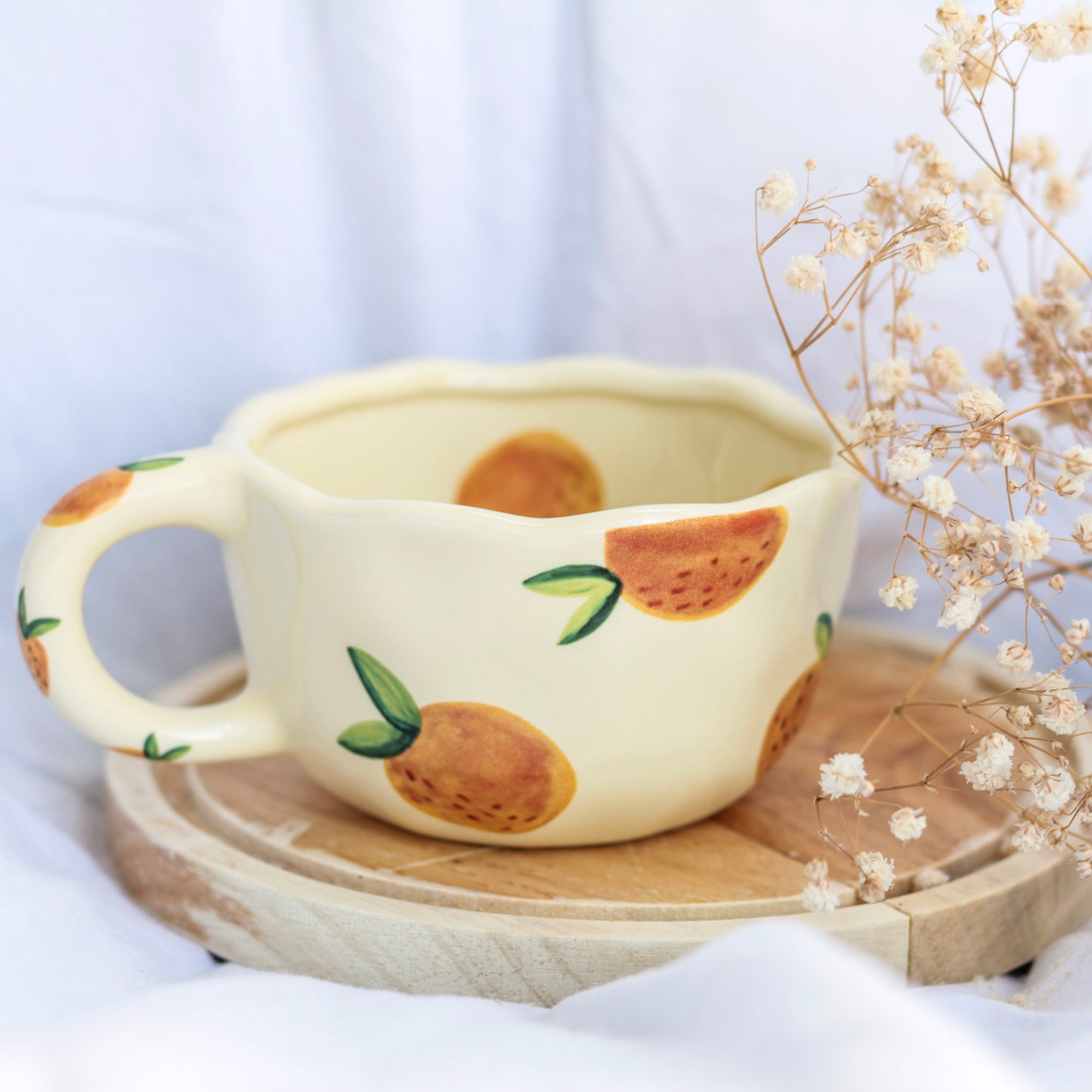 Cottagecore Orange Mug – Vintage Citrus Ceramic Cup
