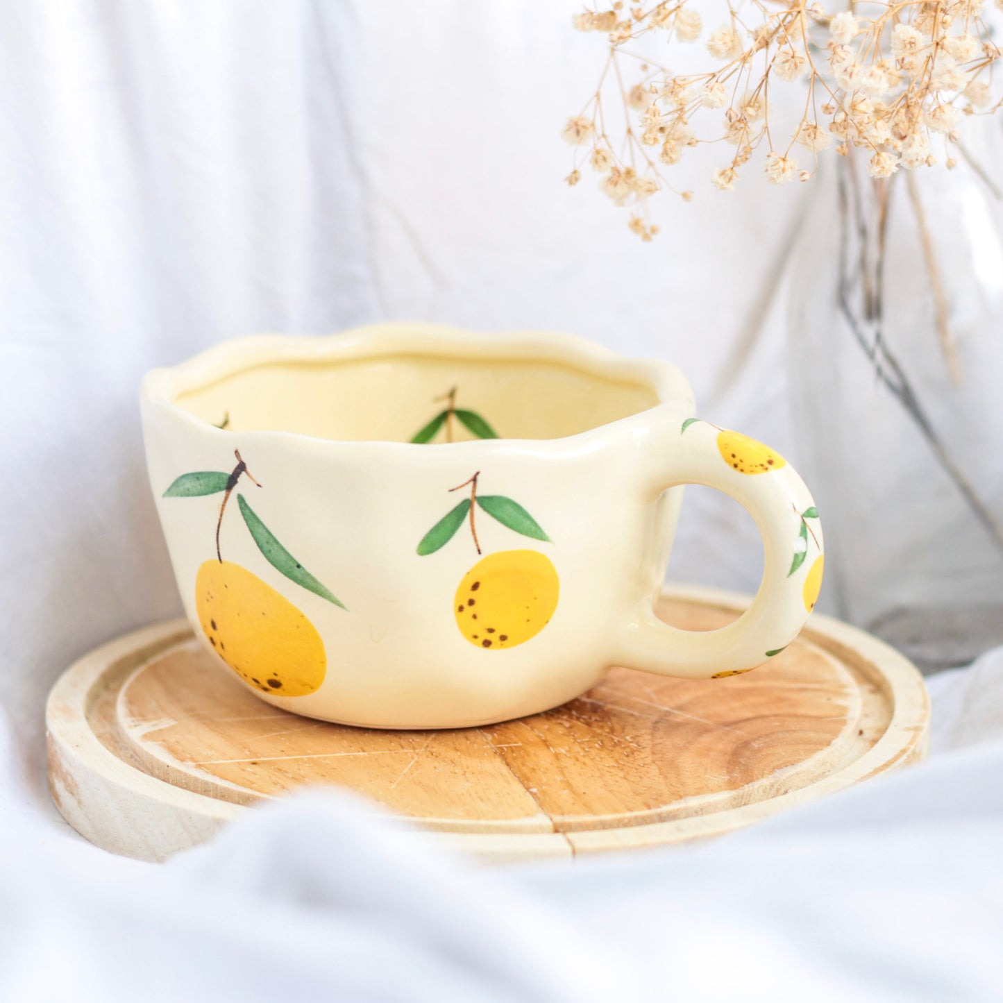 Lemon Blossom Mug – Cottagecore Yellow Citrus Ceramic Cup
