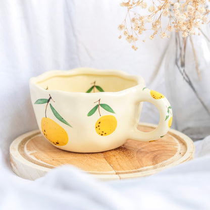 Lemon Blossom Mug – Cottagecore Yellow Citrus Ceramic Cup