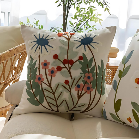 Flower Embroidery Cushion Cover