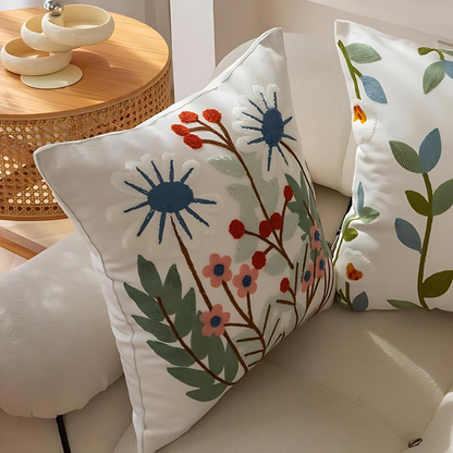 Flower Embroidery Cushion Cover