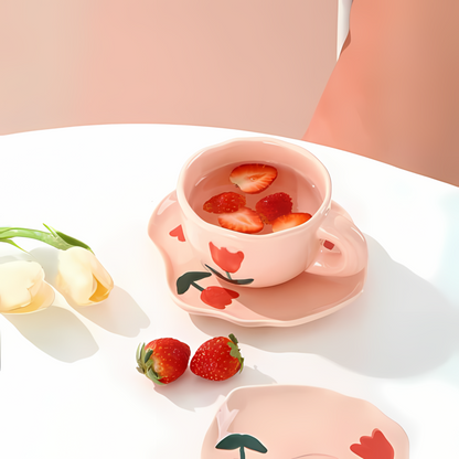 Pink Red Tulip Ceramic Mug
