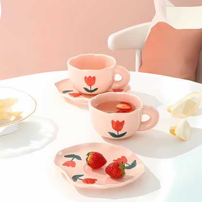 Pink Red Tulip Ceramic Mug