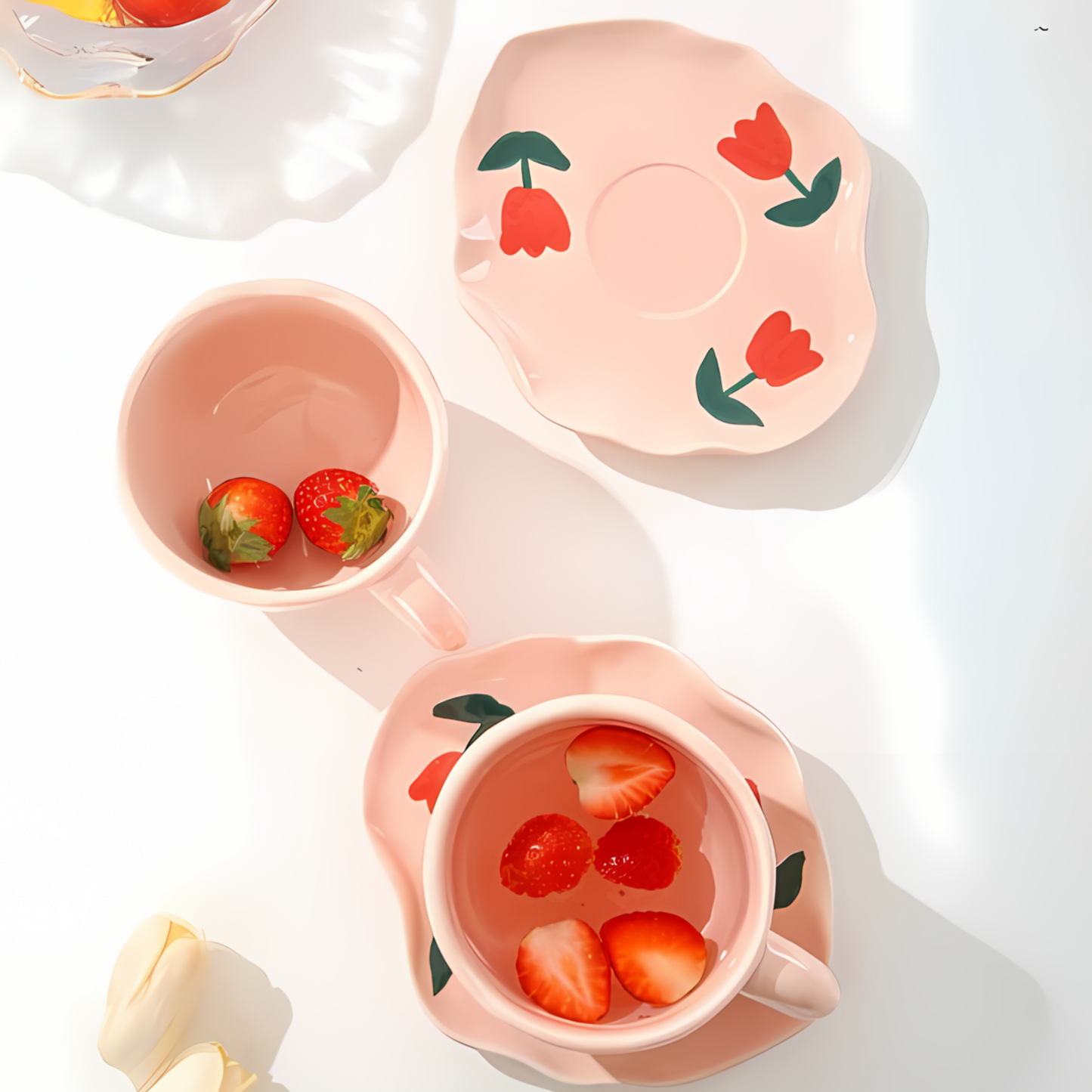 Pink Red Tulip Ceramic Mug