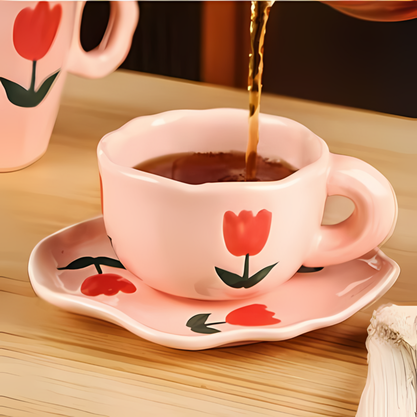 Pink Red Tulip Ceramic Mug