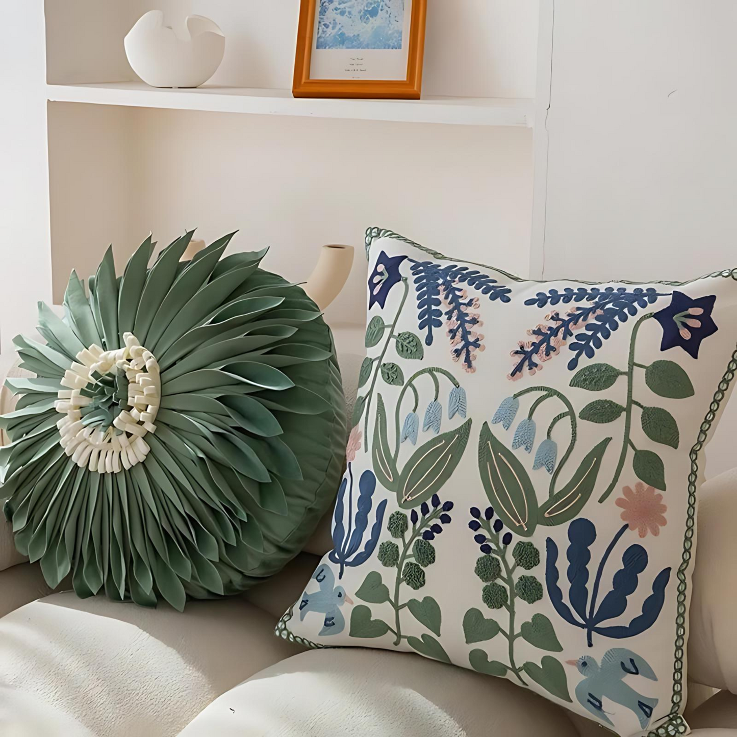Flower Embroidery Cushion Cover