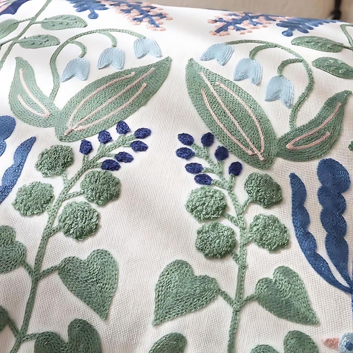 Flower Embroidery Cushion Cover