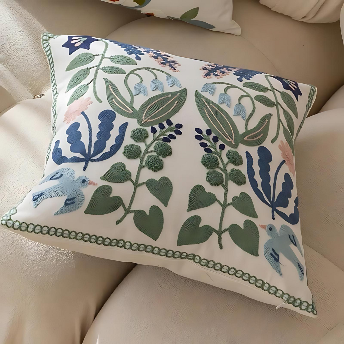 Flower Embroidery Cushion Cover