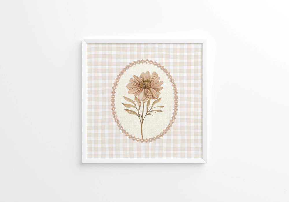 brown gingham flower