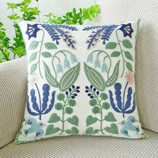 Flower Embroidery Cushion Cover