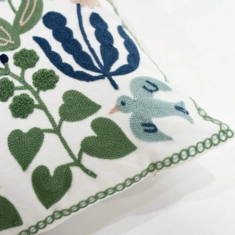 Flower Embroidery Cushion Cover